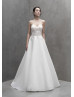 Sweetheart Neck Beaded Ivory Lace Organdy Wedding Dress